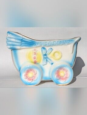 VTG Ardco Japan Ceramic Carriage Figurine Planter Retro Nursery